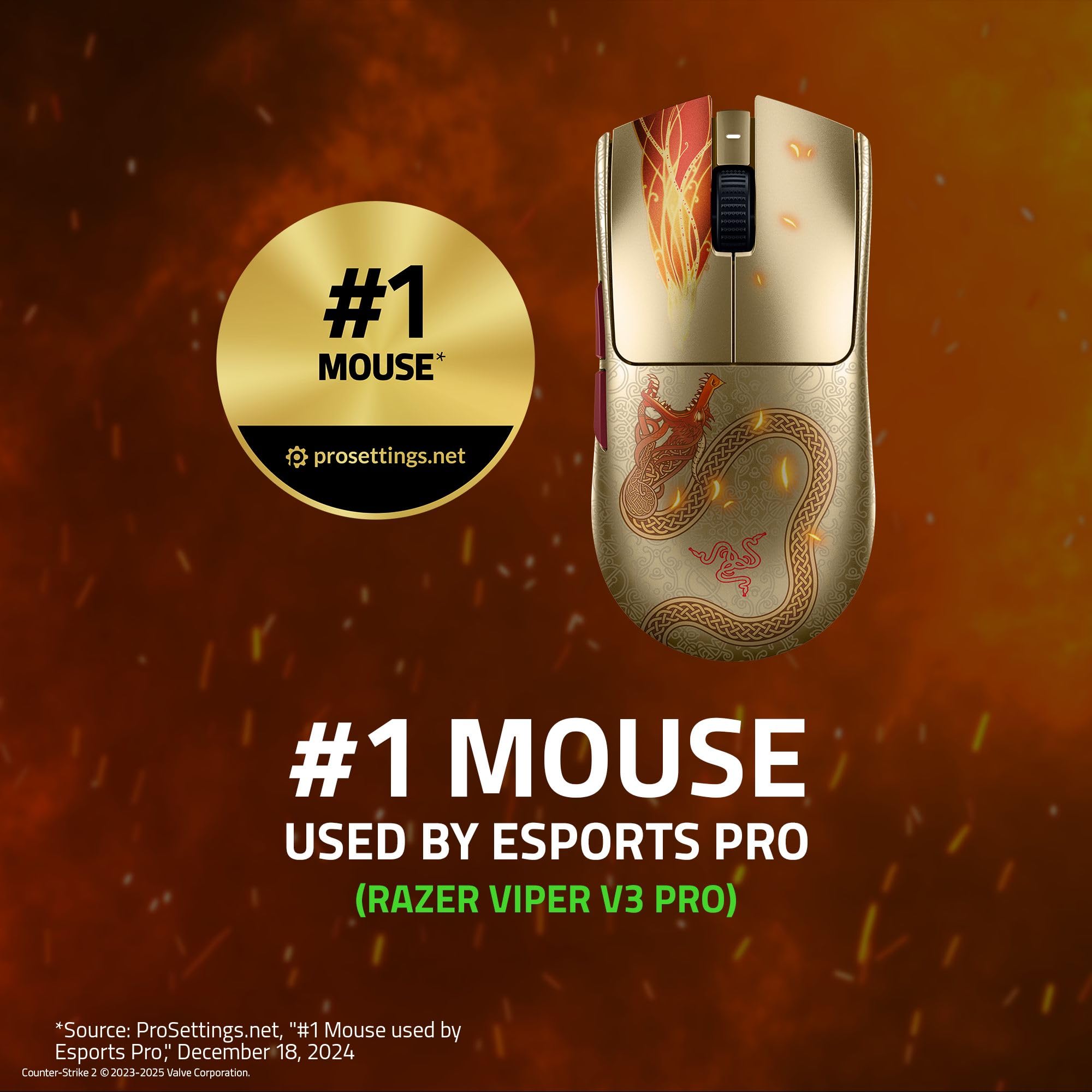 Razer Viper V3 Pro Counter-Strike 2 Dragon Lore-Ultra-lightweight